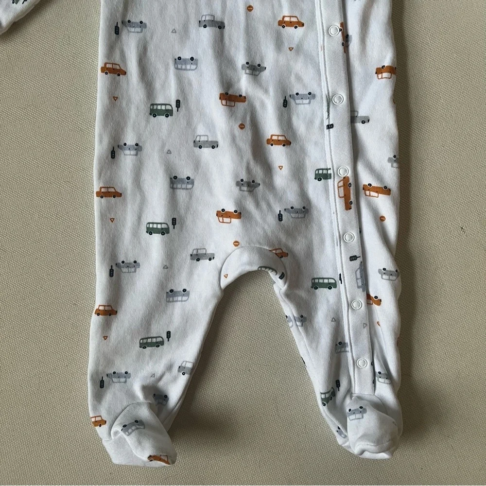 Nordstrom Baby White Baby One Piece with Vehicle Print Newborn
